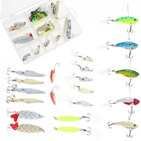 20pcs metal spinner fishing lures kits sequins hard artificial baits fishing tackle accessories with transparent box