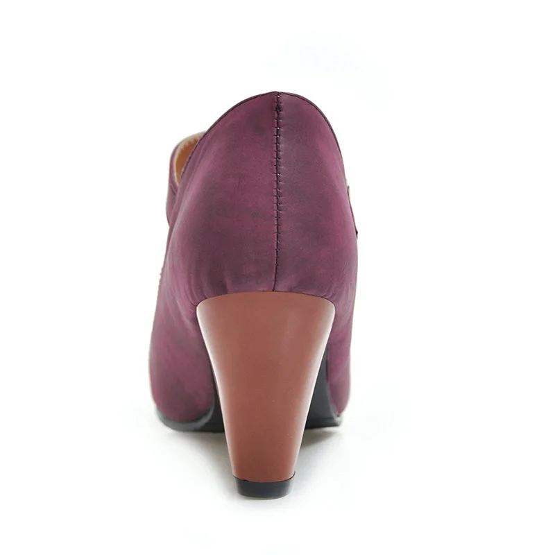 Туфли-лодочки женские на высоком каблуке удобные из флока с круглым носком