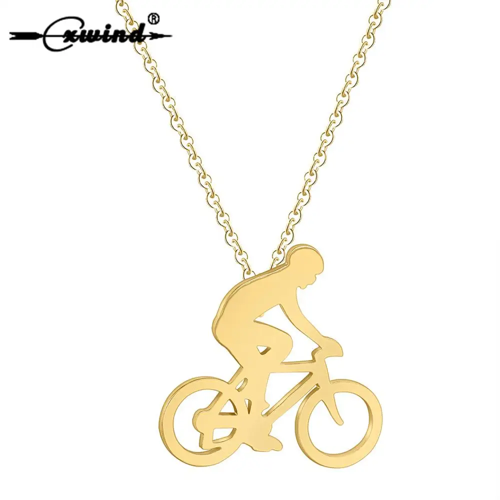 

Cxwind Man's Gothic Rider Charm Bicycle Pendants & Necklaces Stainless Steel Bike Sports Pendant Necklace Chain Jewelry