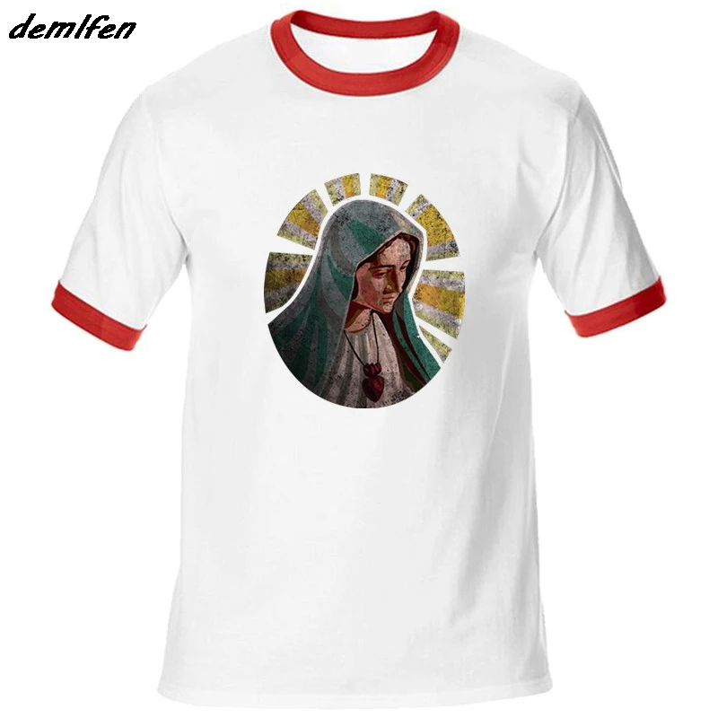 Святой футболка Mary Мария мать кровавый Иисуса Христа Религия ПР церковь Holy Для