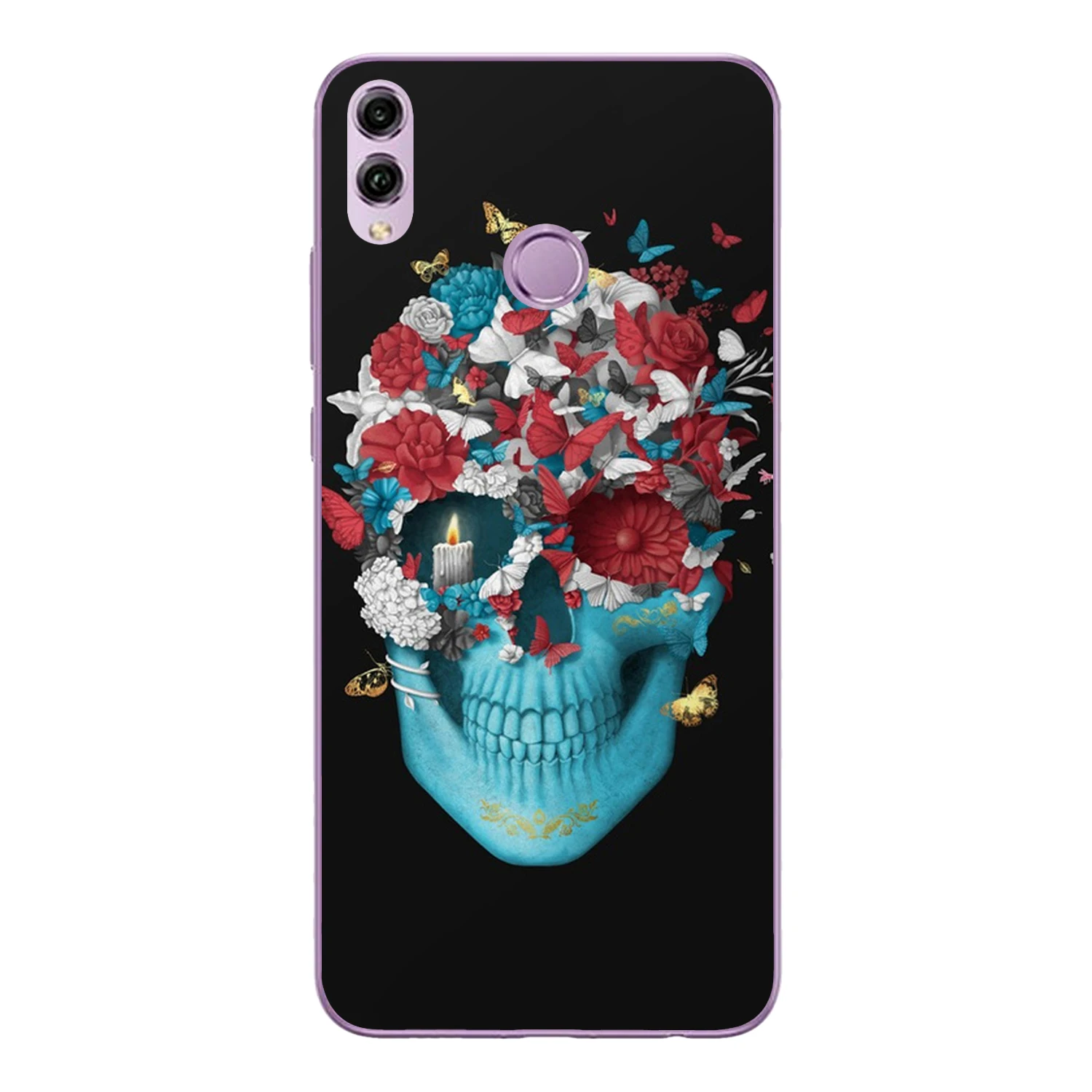 For Huawei Honor 8X Case Cover 6.5&quot Soft TPU Silicone Popular Cool Color Glasses Butterfly Rose Flower Skull Painted Phone |
