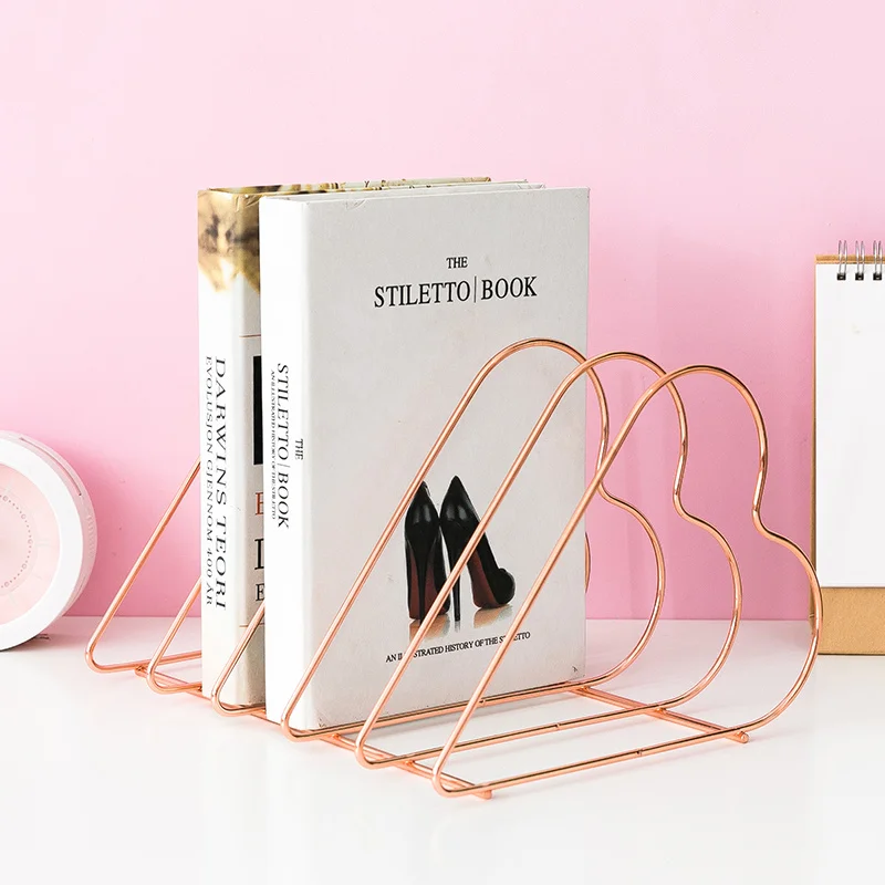 

Nordic Wrought Iron book shelf organizer file holder Bookbends Desktop storage rack Book Stand home decor desk accessories