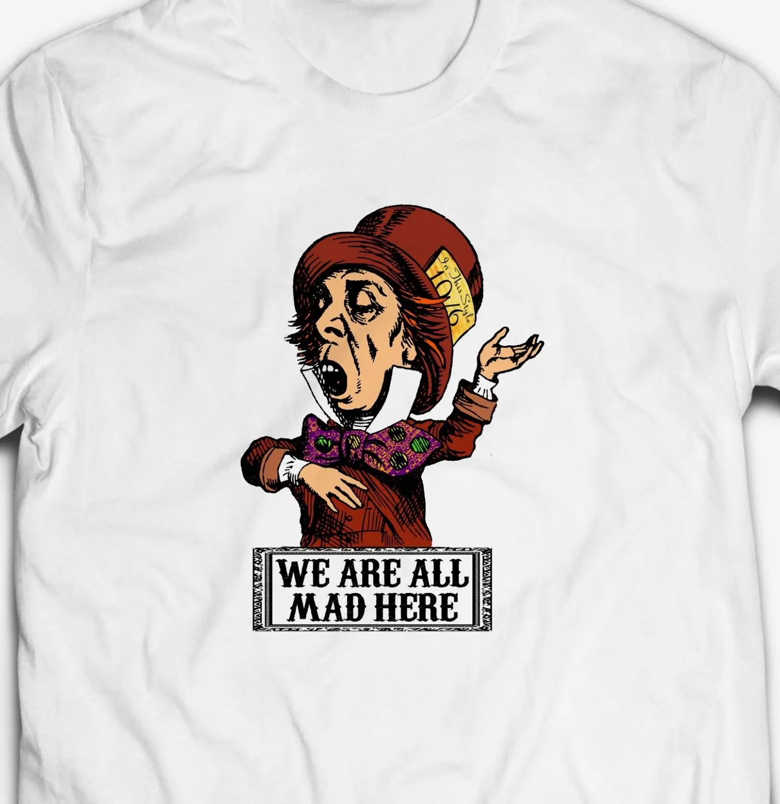 2019 Мода мы все Mad Hatter ретро 100% хлопок Мужская винтажная стерео футболка тройник с