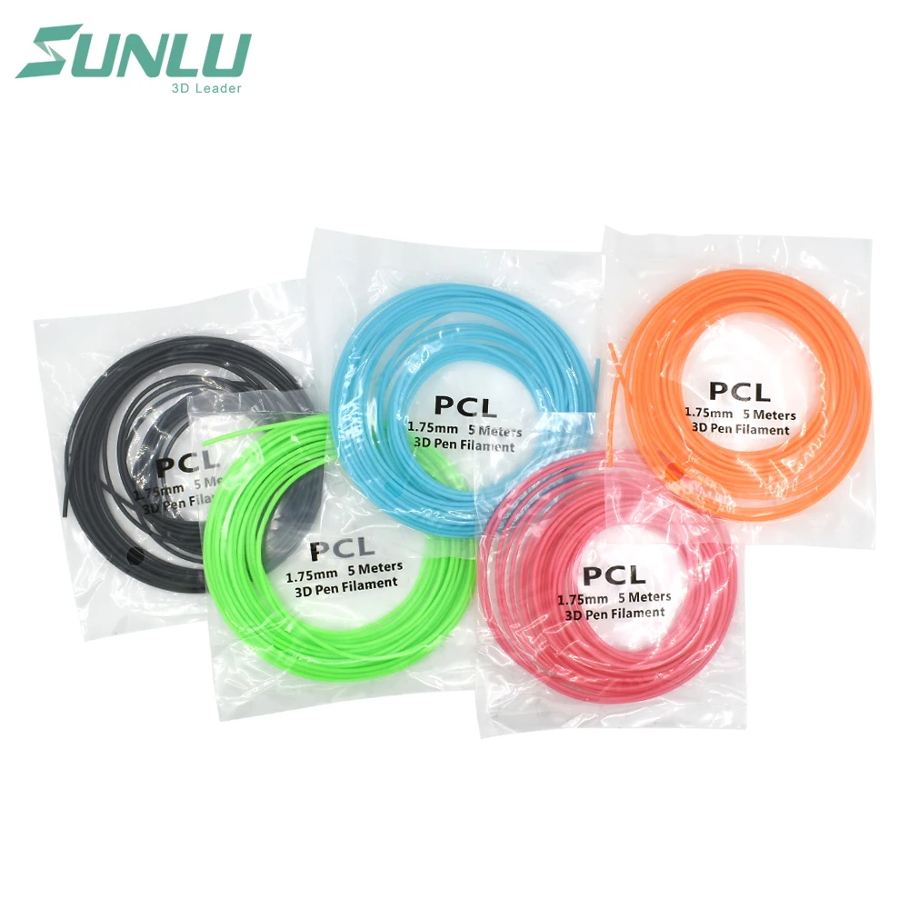 SUNLU 3D принтер печать PCL нить с 10 шт./лот 5 м/шт. цветов радуги 1 75 мм пластик для ручки
