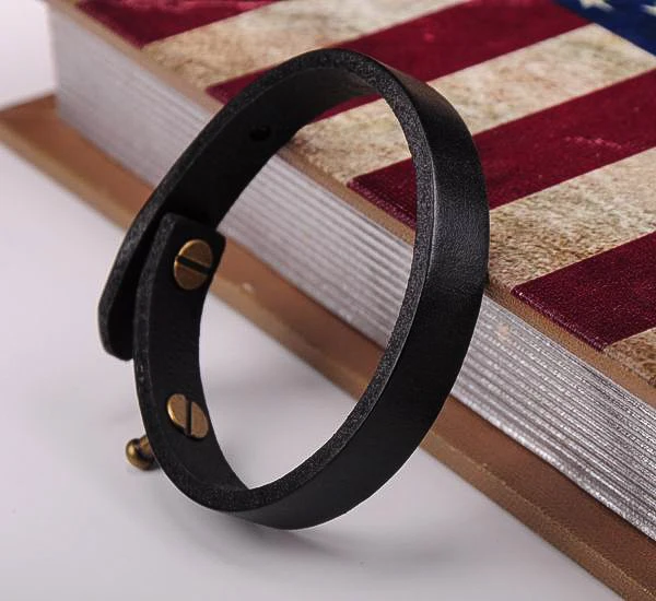 Простой стильный черный браслет G370 из натуральной кожи унисекс Новинка - купить