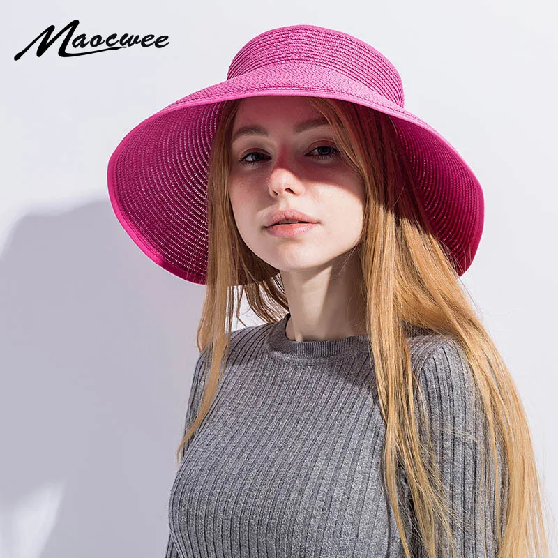 

Brand 2018 New Spring Summer Visors Cap Foldable Wide Large Brim Sun Hat Beach Hats for Women Straw Hat Wholesale Chapeau