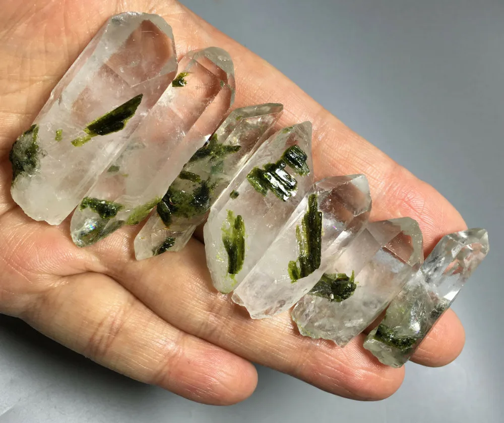 94g 7PCS Natural GREEN Epidote Crystal &ampCrystal PONIT Rough Stone Rock Specimen | Дом и сад