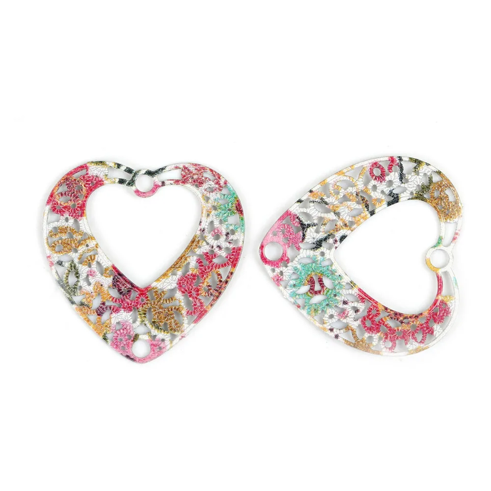 DoreenBeads 10 шт. металлический сплав живопись полые цветы разноцветные филигранные