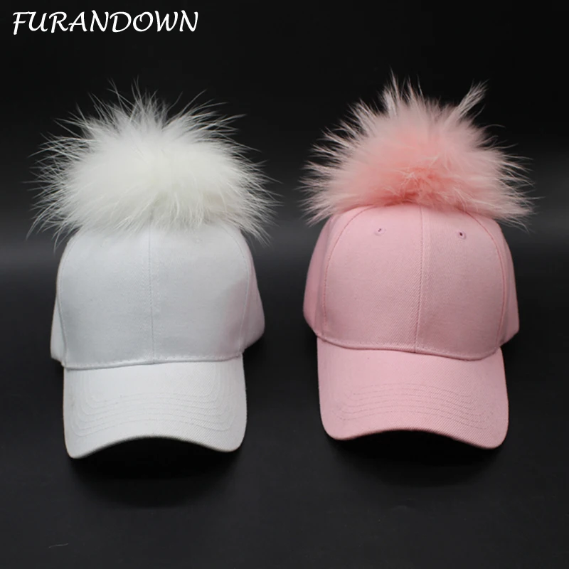 15 см крашеным мехом енота помпонами шляпа в стиле хип-хоп с меховыми Snapback Бейсбол