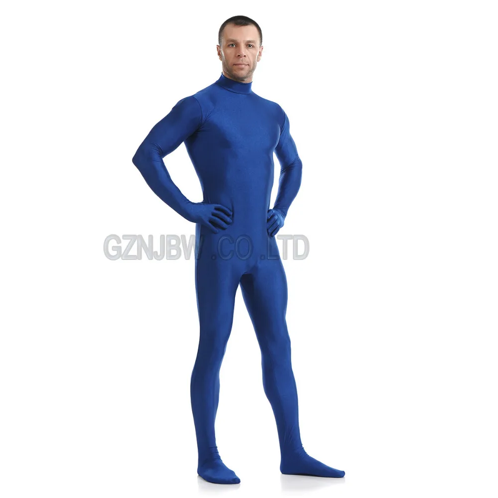 Взрослые мужские костюмы для косплея Zentai из спандекса без головы темно-синяя