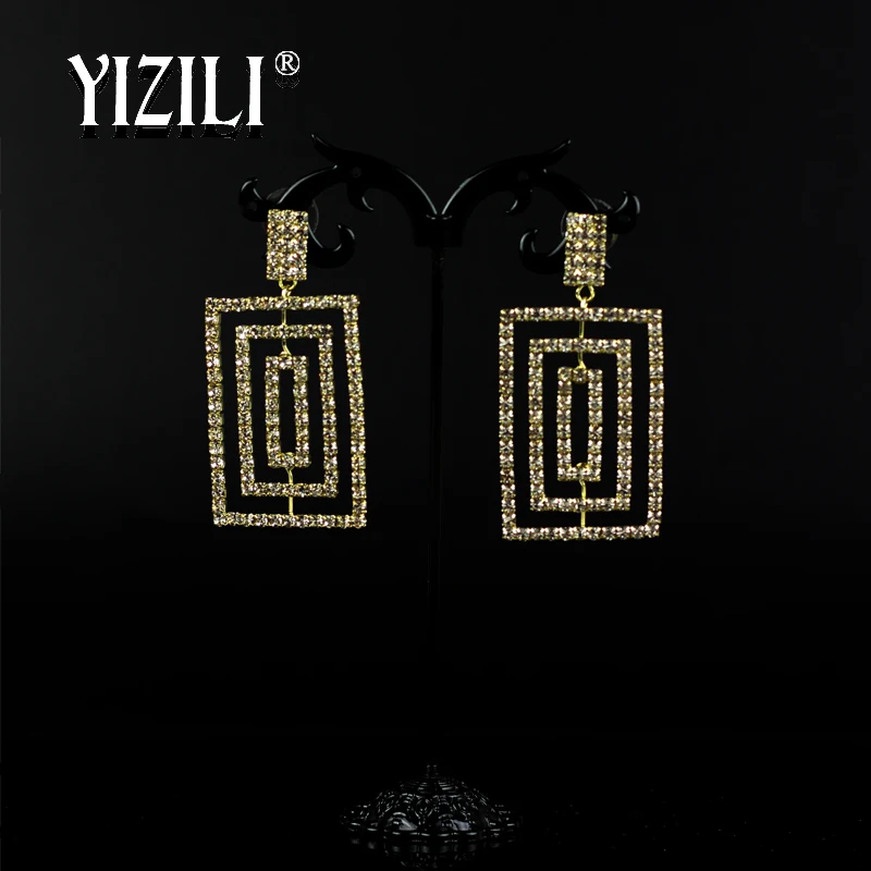 

YIZILI New design creative Korean Sparkling Crystal Earrings Tassel Earrings For Women Pendant Rhinestone wedding party E070