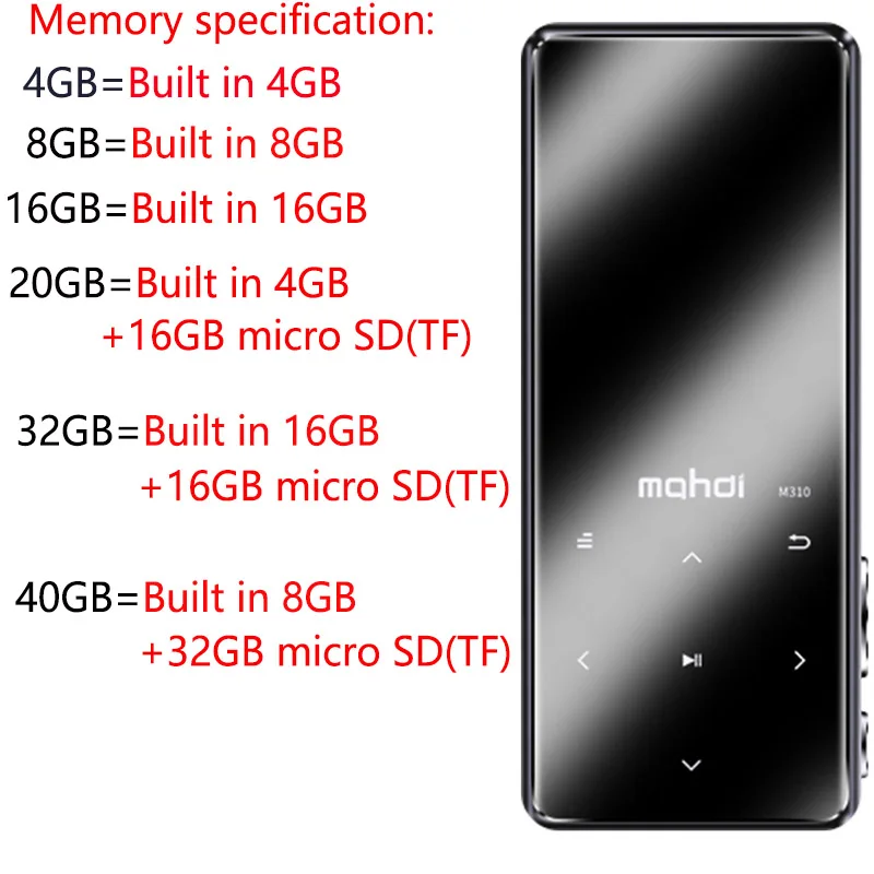 Новый металлический спортивный MP3 плеер Bluetooth 4 1 Портативное аудио 16 Гб со