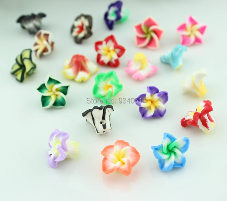 100 шт. смешанный цветок Fimo с отверстием Камея Драгоценный Камень кабины кабошонов