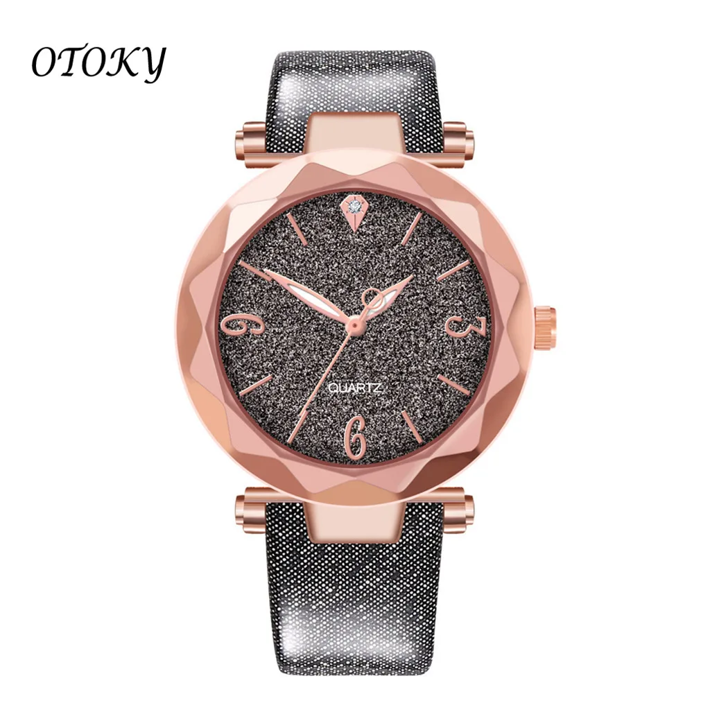 OTOKY часы женские повседневные Роскошные кварцевые с циферблатом из нержавеющей