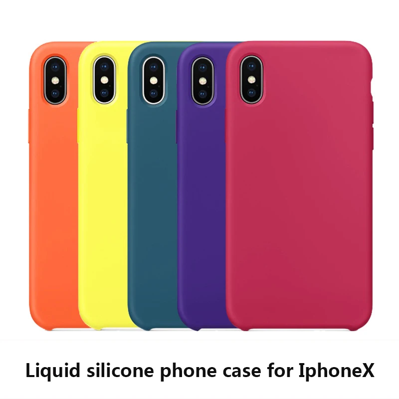 Оригинальный жидкий силиконовый чехол для телефона iphoneX Одноцветный матовый
