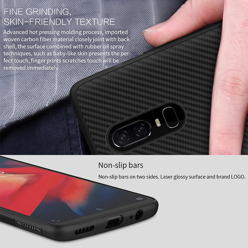 Nillkin синтетическая углеродная ПП Пластиковая Задняя крышка для one plus 6 Чехол 28