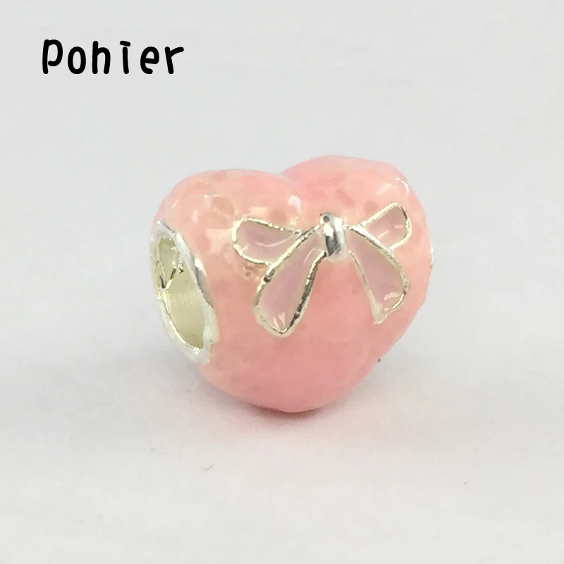 Розовый бант и кружевное сердце розовые эмалированные подвески европейские