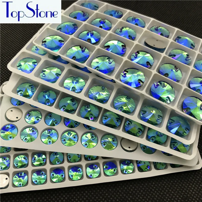 Все размеры Аквамарин AB Rivoli пришивные камни с плоской задней частью круглые