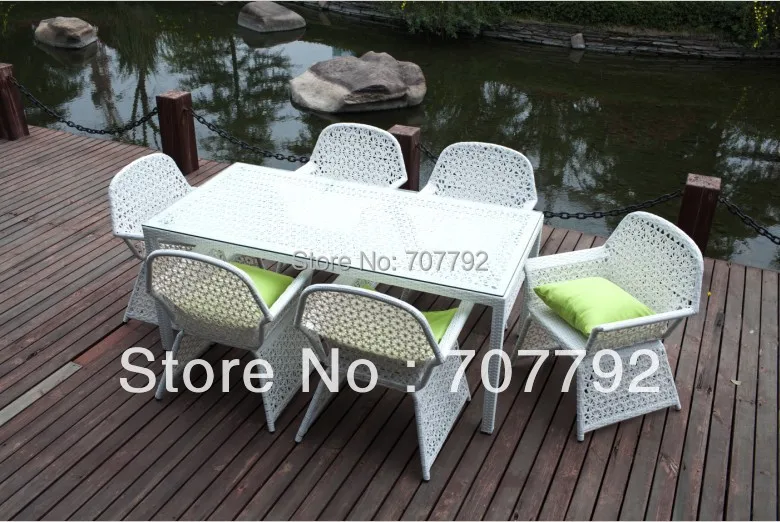 Горячая Распродажа Плетеный и белый обеденный стол из ротанга для сада|garden dining