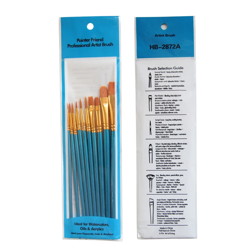 10 шт. синие акварельные кисти для гуаши многопиковые круглые остроконечные