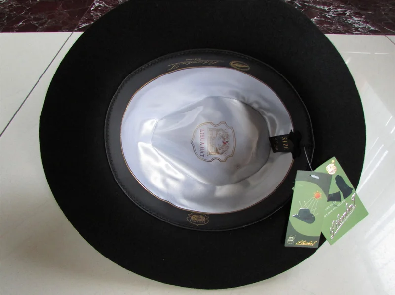 LIHUA бренд мужской шерстяной фетр водоотталкивающий Outback Fedora, аксессуар для костюма Гангстер черная ущипнутая шляпа с Grosgrain