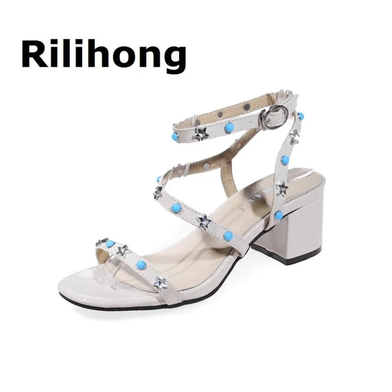 Rilihong Высоком толстом gladiato Сандалии для девочек 6 см каблуке женские ботильоны