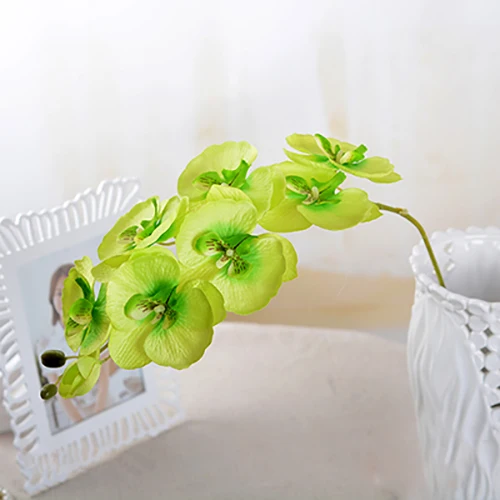 green Модные искусственные цветы орхидеи, сделай сам, Искусственные бабочки, Орхидея, Шелковый букет, фаленопсис, свадебное украшение для дома - Цвет: green