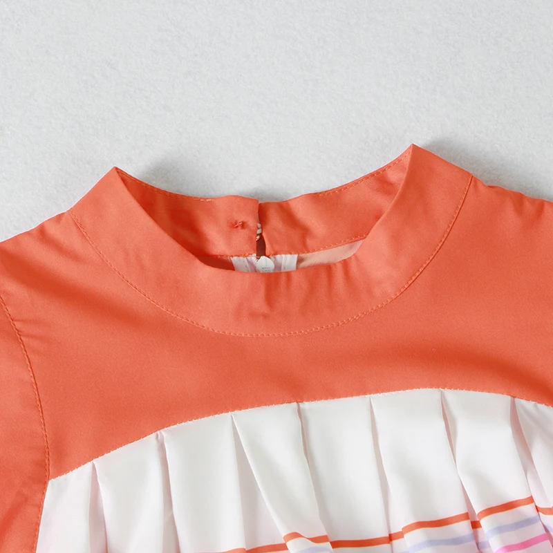 Женская блузка CHICEVER летняя ассиметричная длинная с воротником стойкой без