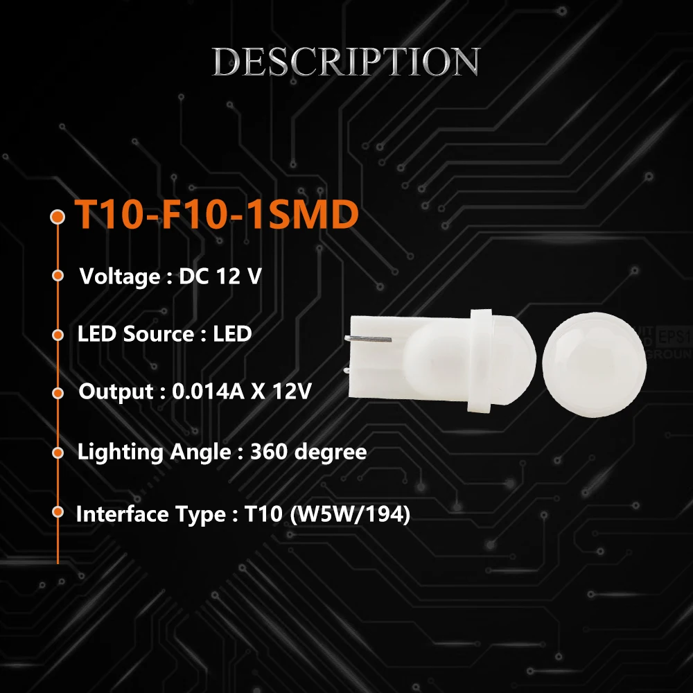 YM E яркий новый 10 шт. T10 W5W F10 1 SMD LED прожектор работающего на постоянном токе 12 В в