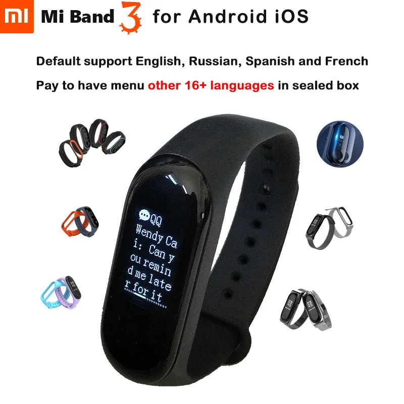 Оригинальный Xiaomi Mi Band 3 Miband 3 для Android IOS фитнес-трекер  монитор сердечного ритма 0,78 ''OLED дисплей тачпад Bluetooth 4,2 |  Электроника | АлиЭкспресс