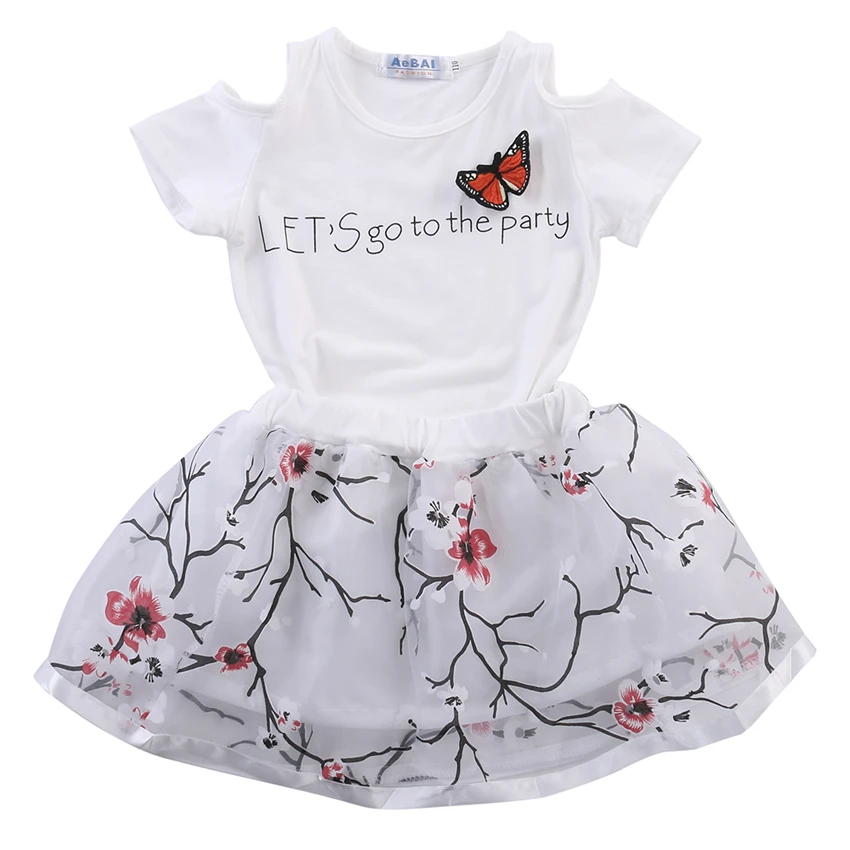 New year costumes for kids clothes girls set 2pcs Baby Party Shirt Top+Tulle Princess Floral Skirt children clothing sets | Детская