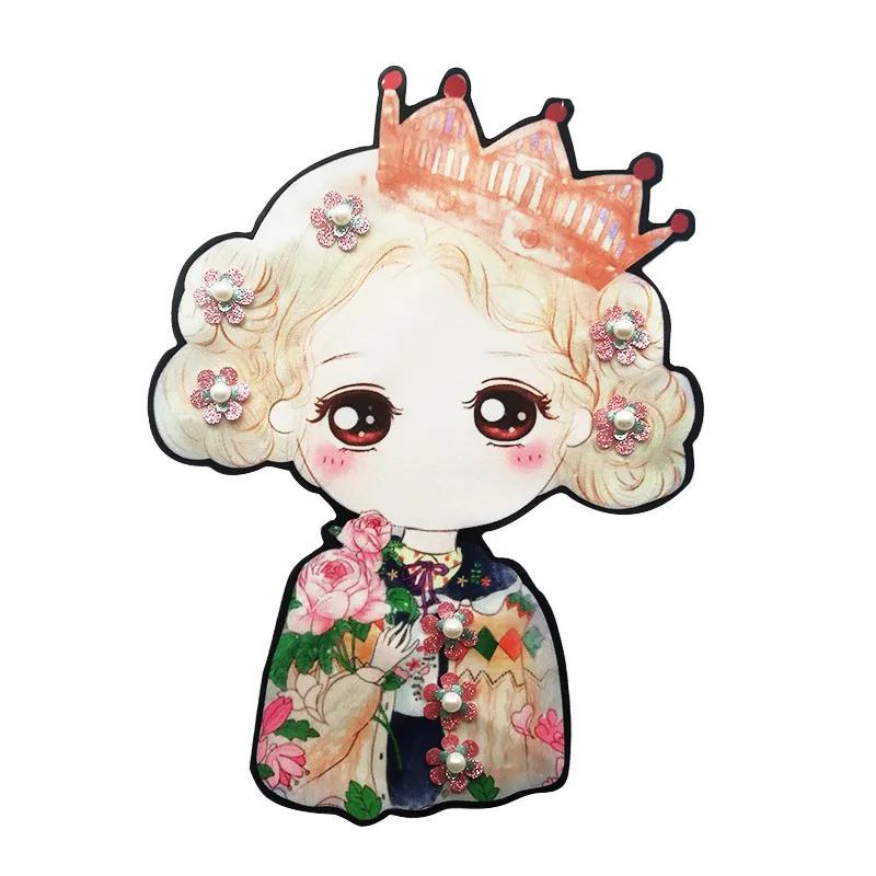 1 шт. милые Мультяшные нашивки Kawaii принцесса с принтом бусины для девочек Вышивка
