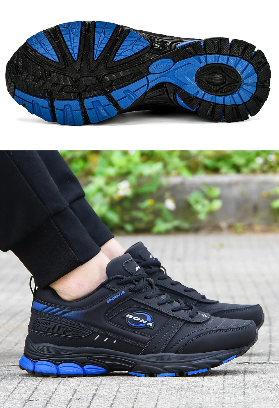BONA/ мужские летние повседневные кроссовки для бега; кожаные кроссовки; Zapatillas; спортивная обувь; мужские Прогулочные кроссовки; удобные мужские кроссовки
