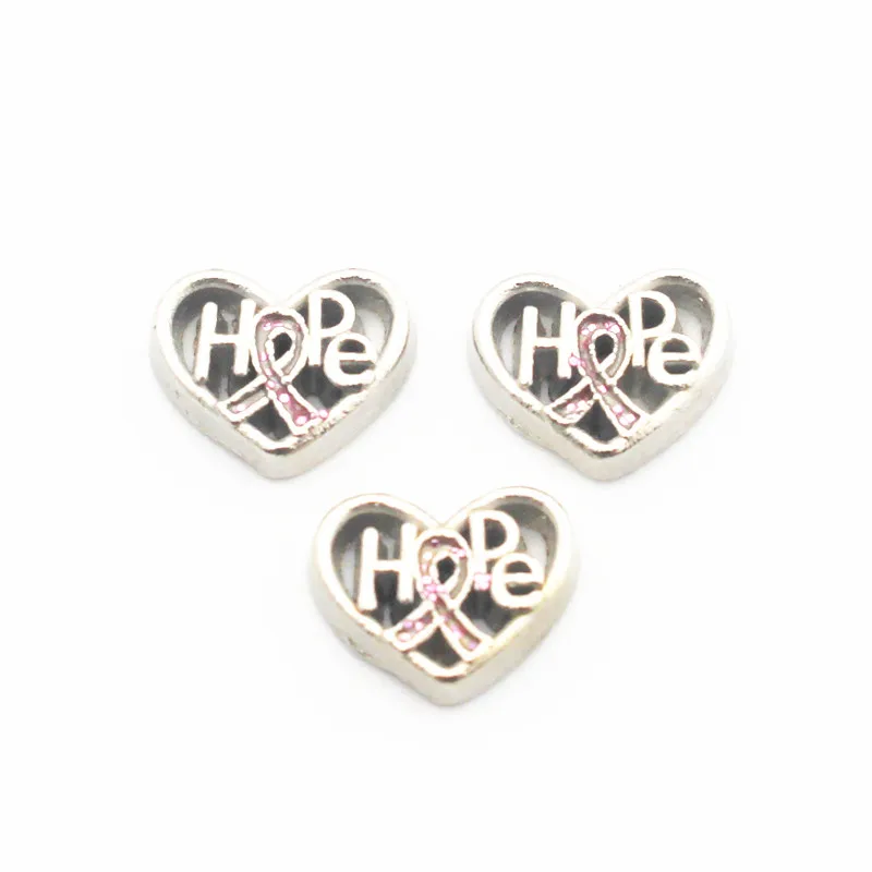 

Hot selling 10pcs/lot Heart Hope floating charms living glass memory lockets diy Accessory charms jewelry