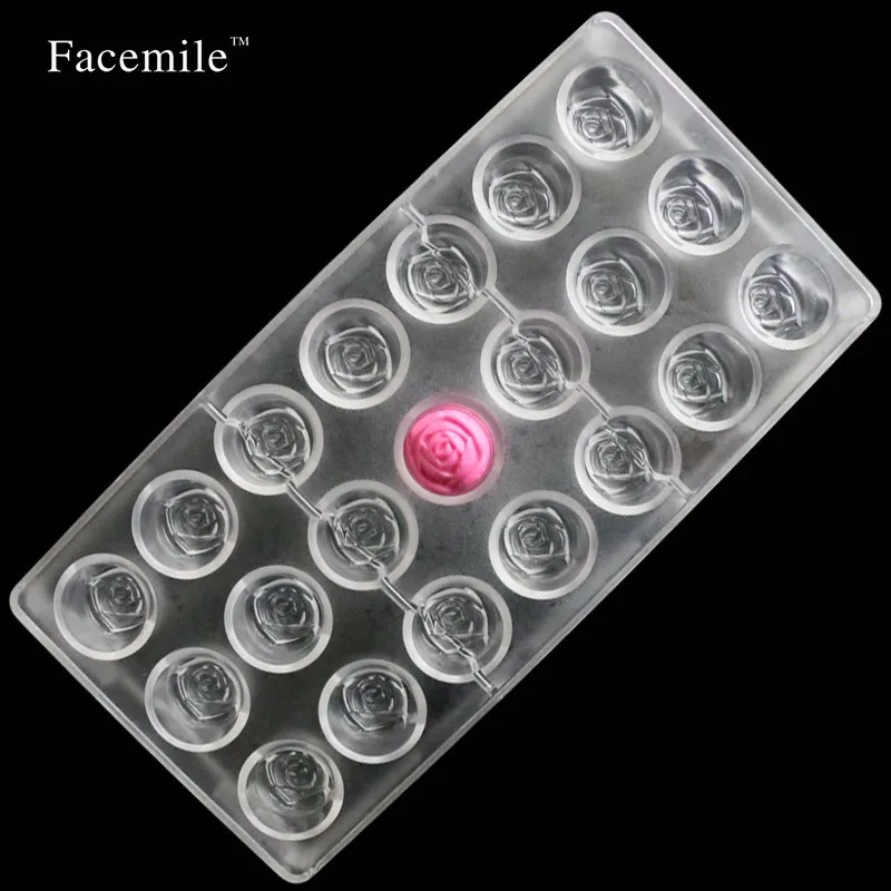Facemile розы Поликарбонат шоколада Пластик конфеты формы для выпечки Кондитерские