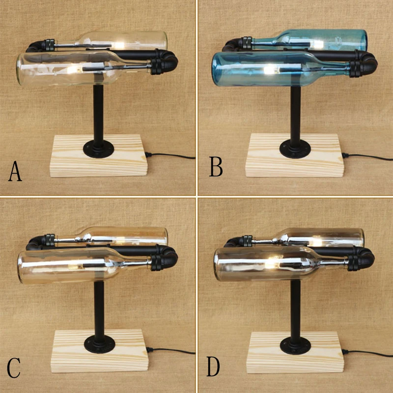 Современный изогнутый стеклянный абажур бутылка Настольный светильник включает