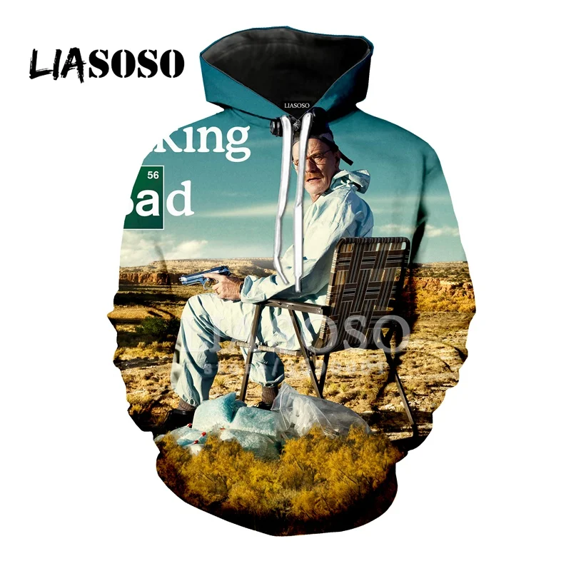 LIASOSO новинка 3D принт для женщин и мужчин фильм Breaking Bad Heisenberg толстовки с капюшоном