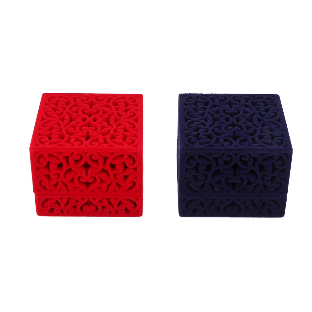 1Pcs Chinese Style Velvet Delicate Ring Box Storage Case Hollow Out Jewelry Display Gift | Packaging &amp