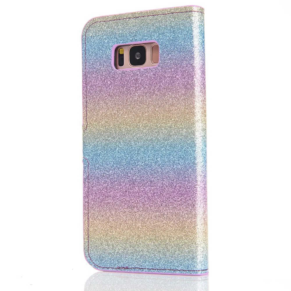 Кожаный Радужный Чехол кошелек для Samsung Galaxy J3 J4 J5 J6 J7 A6 A8 A9 2018 держатель карт S6 S7 S9 S10