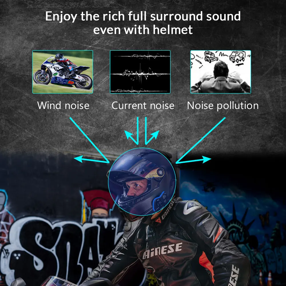 LEXIN LX-FT4 1-4 мотоциклиста Bluetooth шлем гарнитуры Интерком системы с улучшенным шумоподавлением до 1,2 км