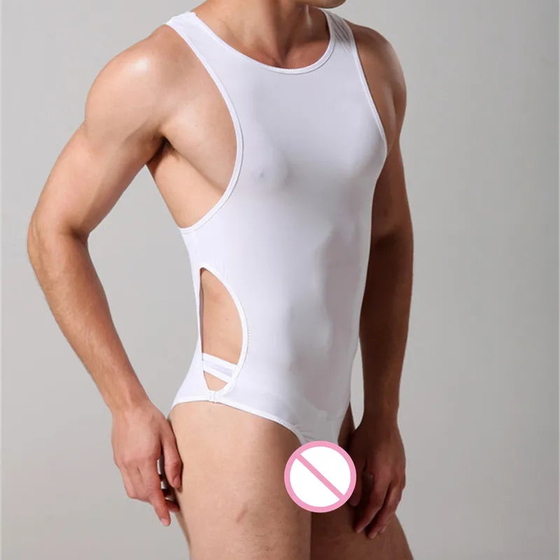 Sexy Undershirts Men's Fitness mesh Bodysuit Transparent Body Wear Men Underwear Men's Bodysuits Sheer Undershirts Sleepwear