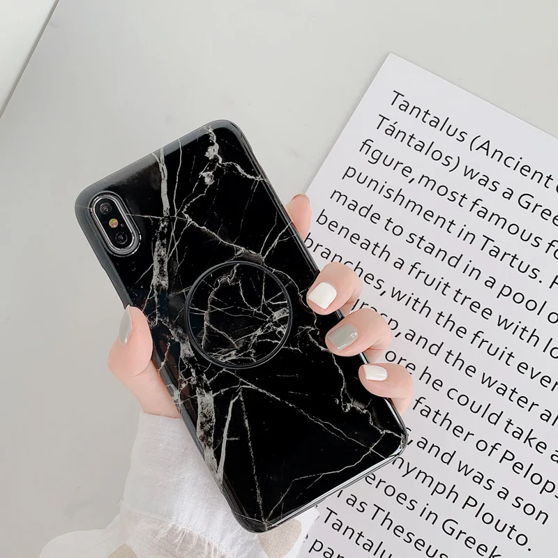 Глянцевый мрамор с эффектом трещин чехол для телефона iPhone 7 Plus XR X XS Max складная