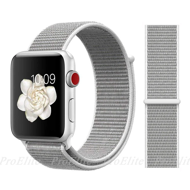 Color6 Seashell Ремешок для наручных часов Apple Watch Series 5/4/3/2/1 38 мм 42 мм мягкий нейлон в едином положении во время занятий легкой атлетикой, correa, дышащая поверхность спортивные петли для наручных часов iwatch, 5 4 40 мм 44 мм - Цвет ремешка: Color6 Seashell