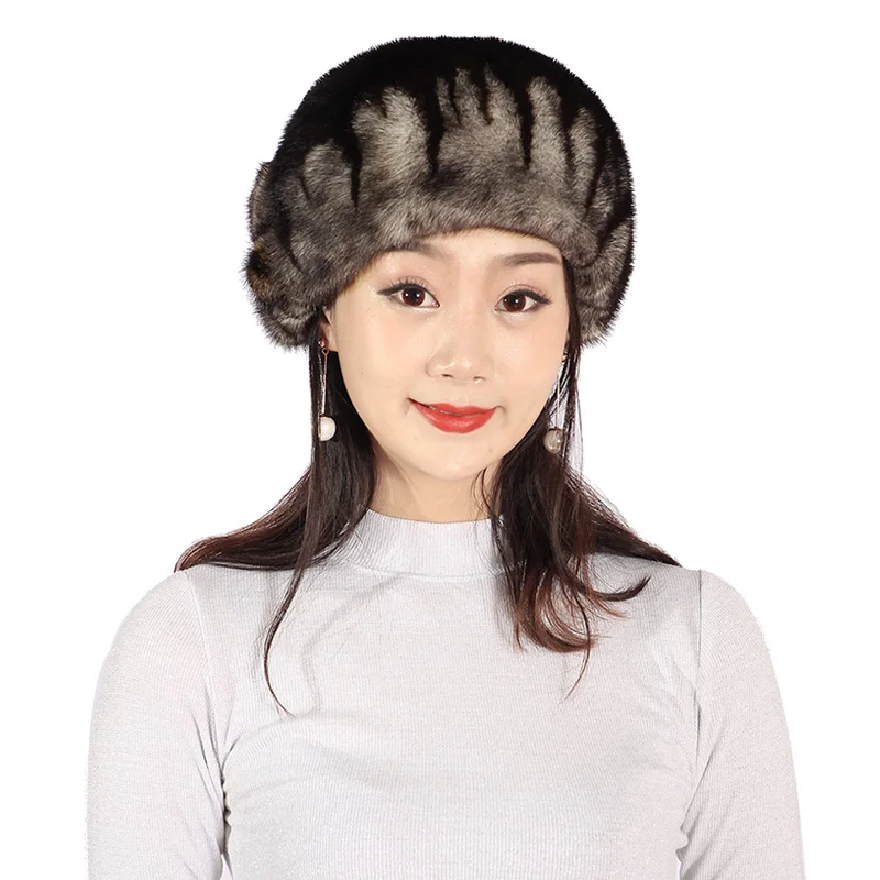 XINYUXIANG Luxury mink fur Hat women winter Full pelt flower Elegant Beanies &amp Skullies Bomber Import real Hats 249ND | Аксессуары