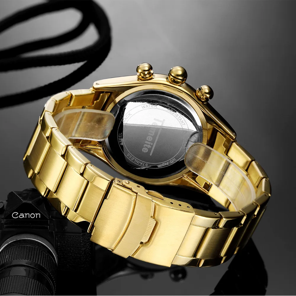 

Top Brand TEMEITE Men Watch Luxury Fashion Gold Business Full Steel Quartz Wristwatches Waterproof Male Clock Relogio Masculino