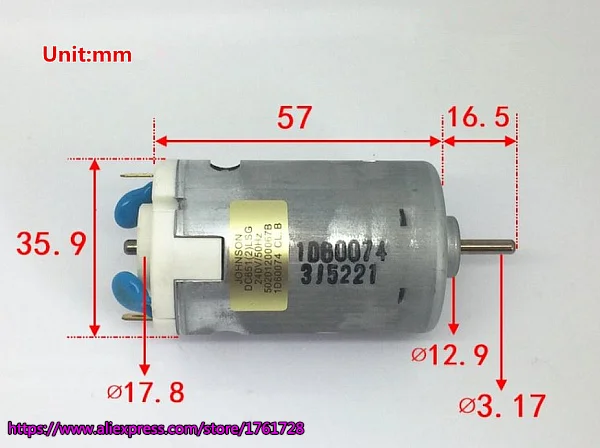 Джонсон DC220V 550 двигатель постоянного тока 36*57 мм 10 Вт 14300 об./мин высокоскоростной карбоновый щеточный мотор с охлаждающим вентилятором