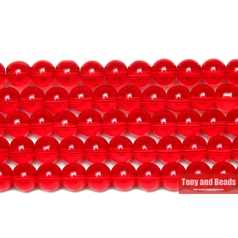 Гладкие красные стеклянные бусины россыпью 15 дюймов нить 6 8 10 мм выберите размер
