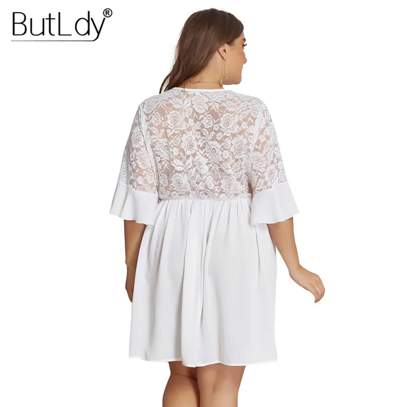 Женское кружевное платье с вышивкой и V образным вырезом белое повседневное