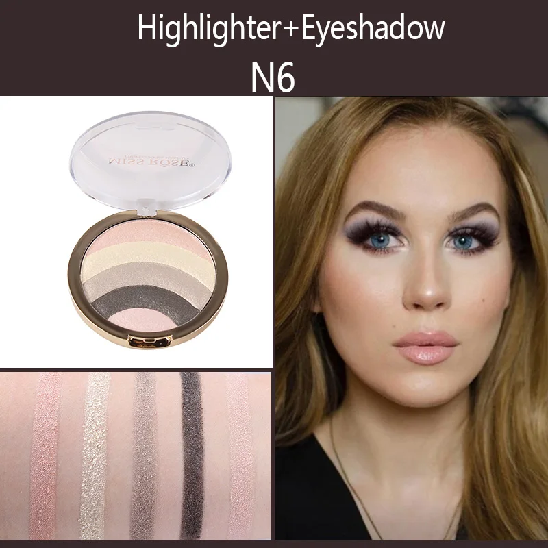 N6 MISS ROSE 5 цветов запеченные тени для век Палитра мерцающие матовые тени для век Пудра Макияж Палитра длительный МАКИЯЖ глаз Косметика - Цвет: N6
