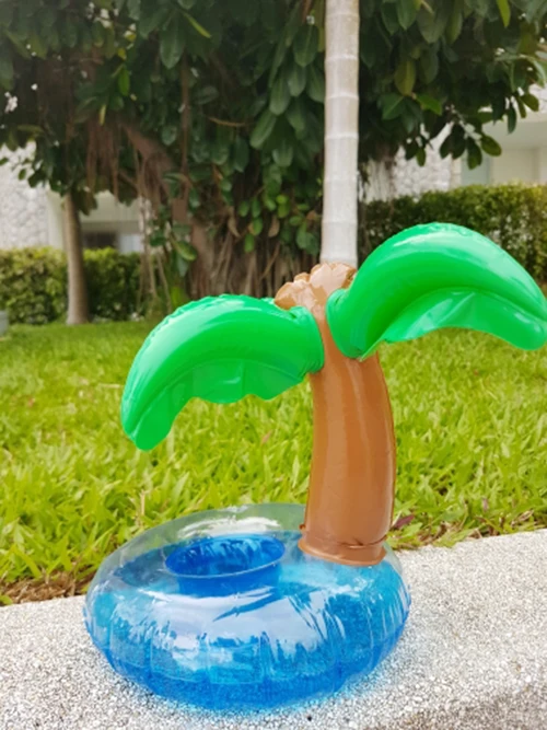 10 шт. хит продаж кокосовая Пальма Надувные держатели для напитков плавающая